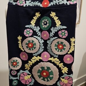 Boden Embroidered Navy Skirt